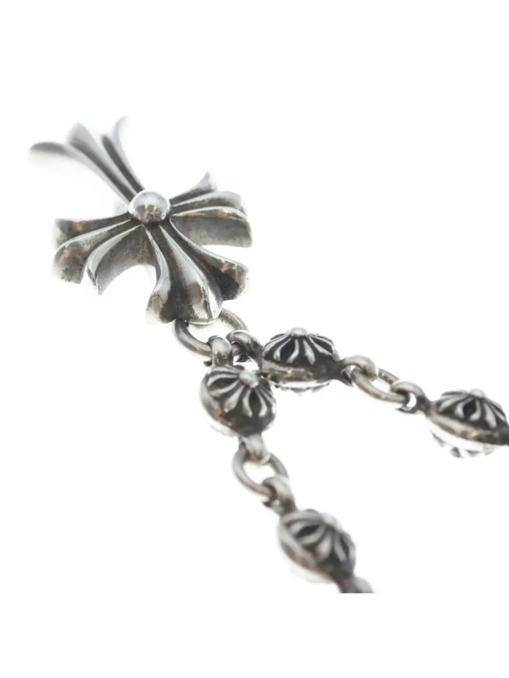 Chrome Hearts 1 Crsbl Chn Sml CH Crs Cross Ball Chain Small CH Necklace Silver
